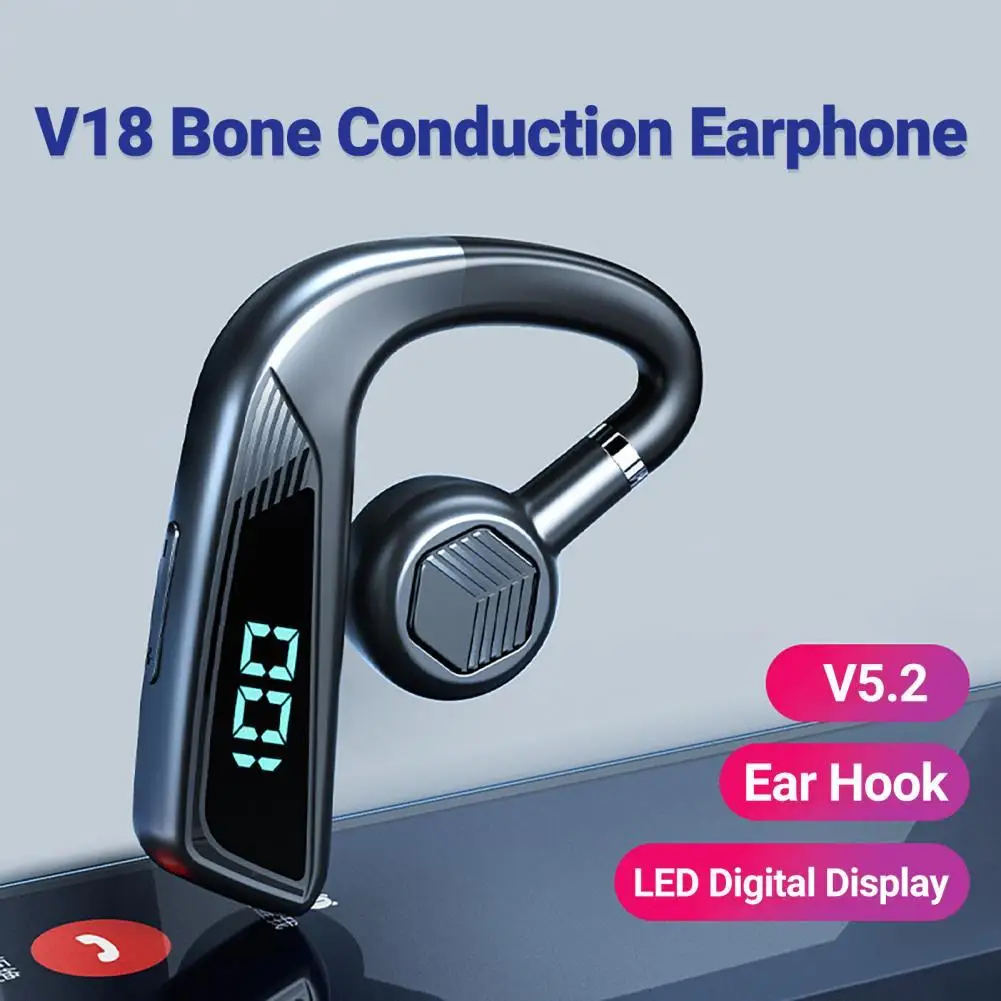 

V18 Ear Hook Wireless Earphones Bluetooth-compatible 5.2 Bone Conduction Earphones Handsfree Sports Earbuds Hanging Ear Headset