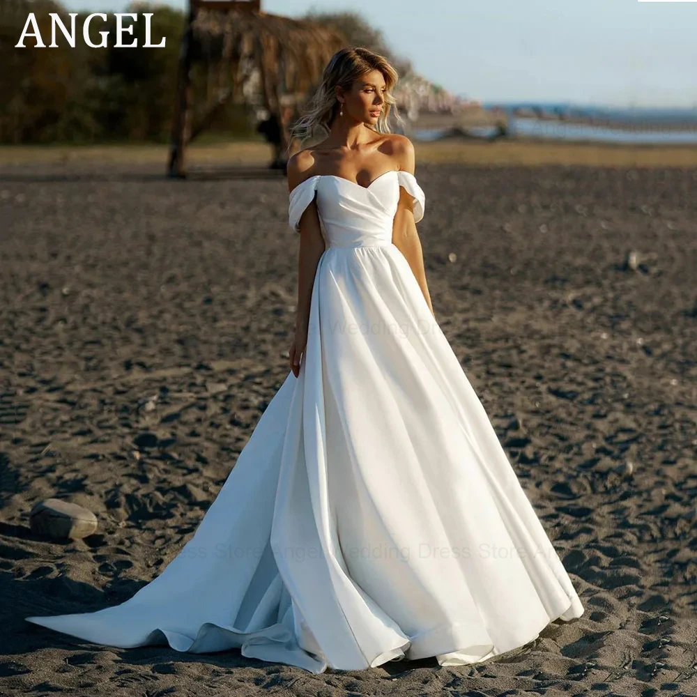 

ANGEL Beach Wedding Dress For Women Sexy Off The Shoulder Simple A Line Princess Bridal Gown Modern Robe De Mariee Customize