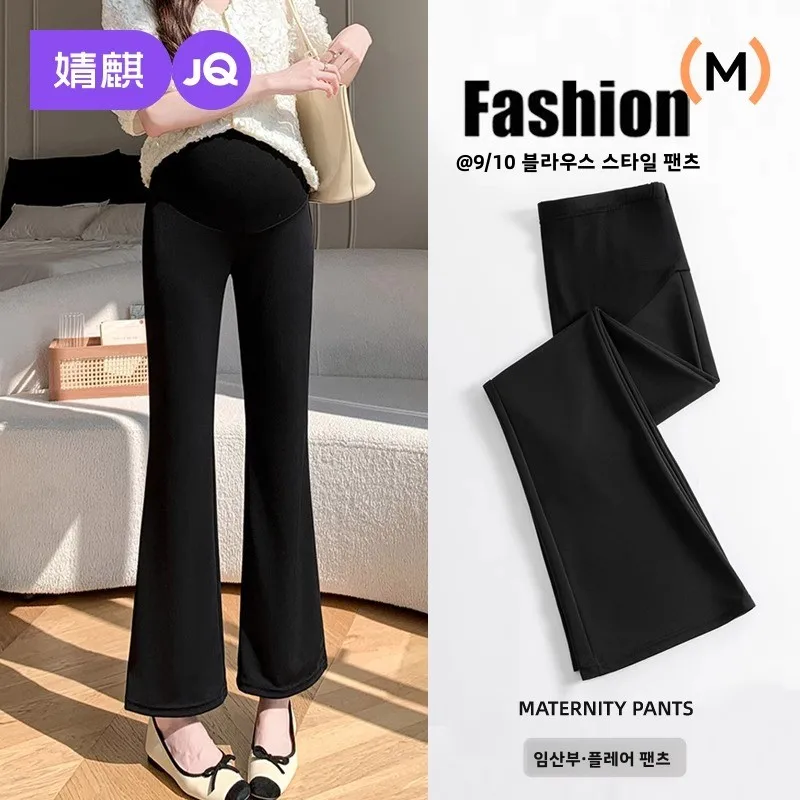 봄 여름 임산부용 얇은 플레어 팬츠 아우터웨어 편안한 신축성 있는 비즈니스 캐..