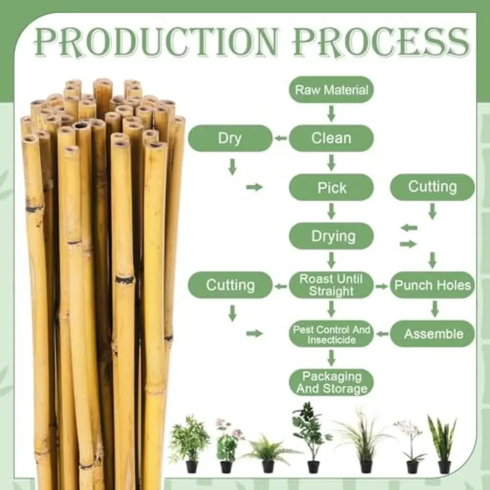 150 Pcs Bamboo Garden Plant Stakes 12'' 16'' 2 3 4 ft Supports Trellis Set Indoor Outdoor Plants Quality Durable Bamboo Poles