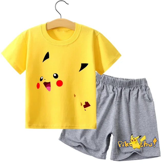 Pokemon magliette unisex con pantaloncino tinta unita ragazzi 4