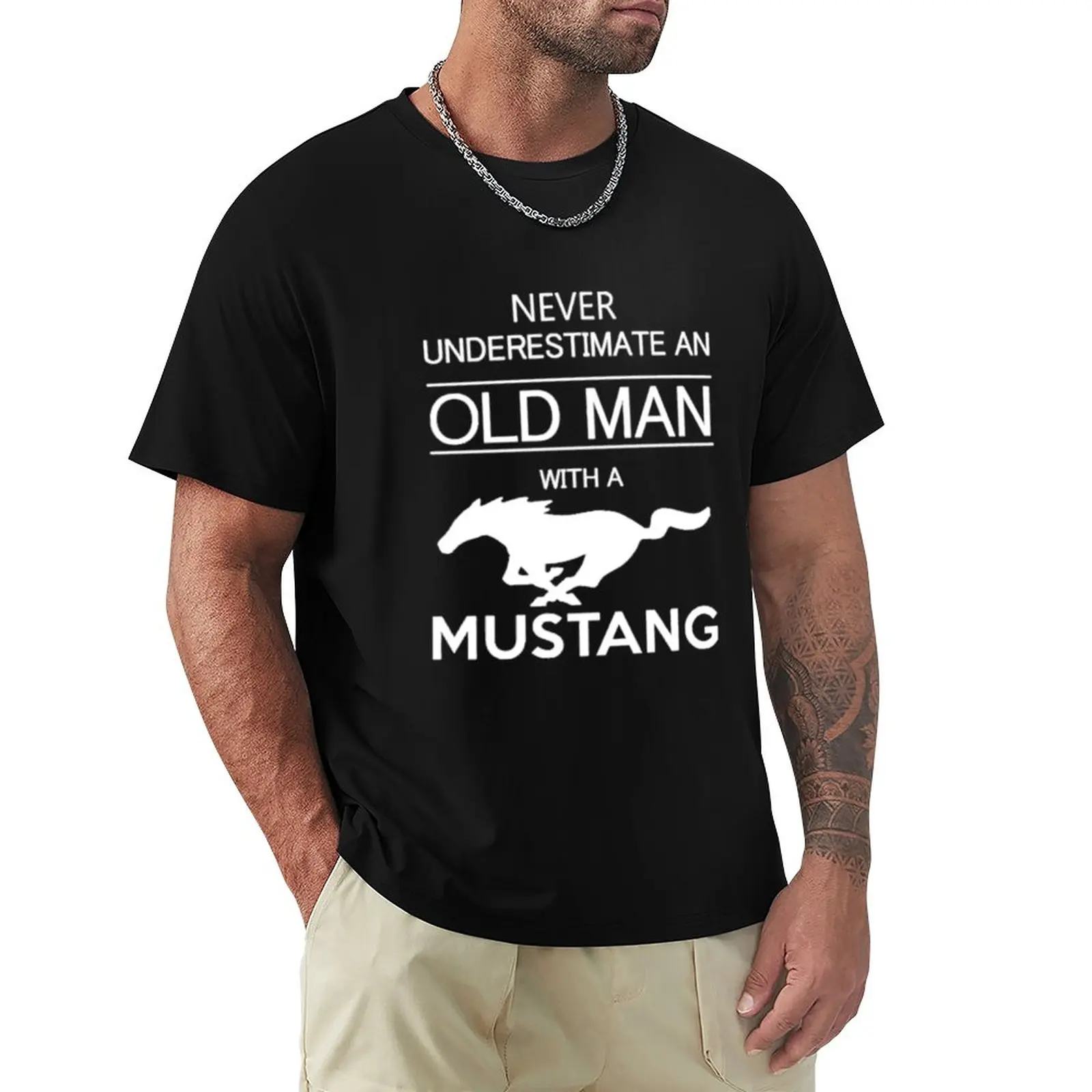

Old Man Mustang T-Shirt funnys boys animal print men clothings