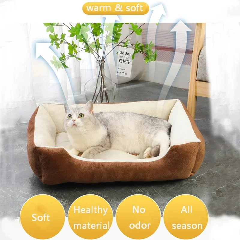 Letto per cani quadrato traspirante per cuscino per cani di grandi dimensioni Letto per gatti per dormire antiscivolo Letto per cani addensato caldo invernale Tappetino per gatti morbido Casetta per animali domestici - immagine 2