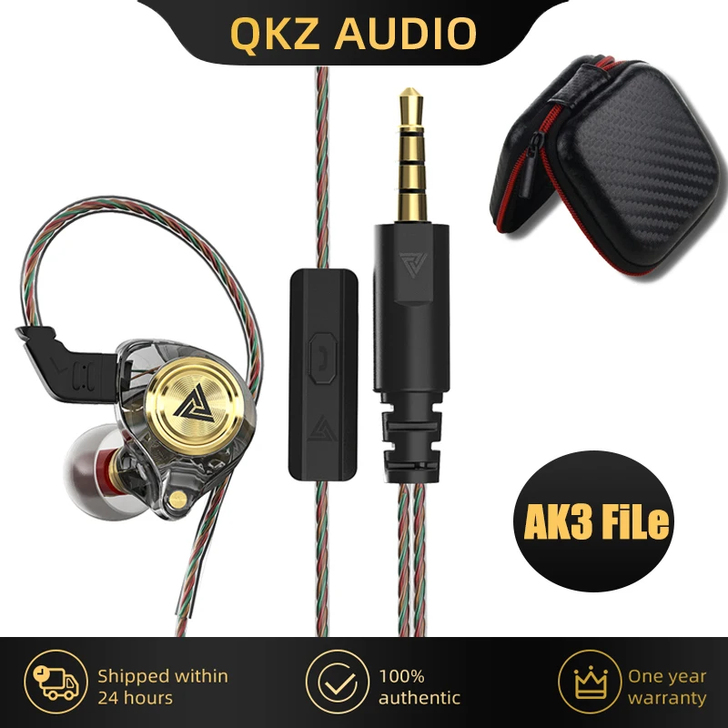 New QKZ AK3 FiLe Copper Drive Earphone HIFI Subwoofer Wired Headphones  Sports Noise Cancelling Earbuds Gaming Headset With Mic - AliExpress