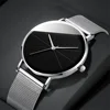 Casual Round Pointer Quartz Watch Large Geo Dial Analog Mesh Strap Wristwatch For Women Men 5