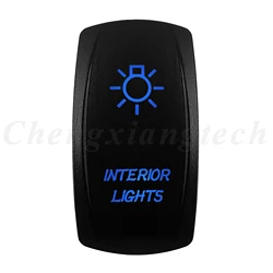 12V 20A Blue LED Waterproof Laser Rocker Switch - IP68 Rated (INTERIOR LIGHT)
