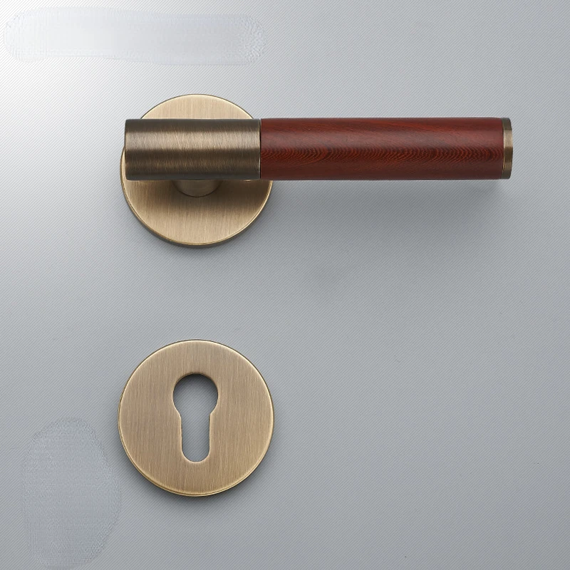 

All Copper Indoor Door Lock, Solid Wood Bedroom Door Lock, Chinese Style Simple, Pure Copper Solid Wood Handle, Silent Door Lock