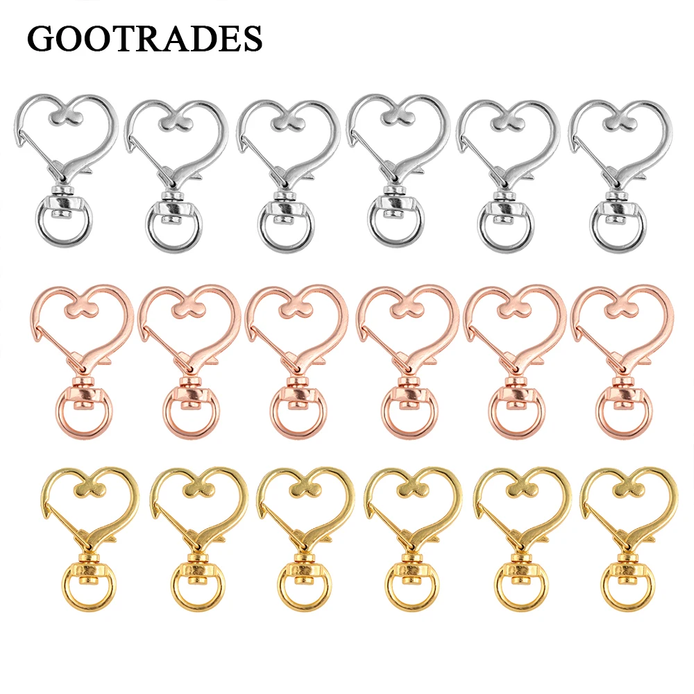 CLEARANCE Heart Snap Clip with Swivel Ring | Kawaii Keychain Findings |  Lanyard Hook Clasp | Bag Charm DIY (1 piece / Yellow Gold / 24mm x 35mm)