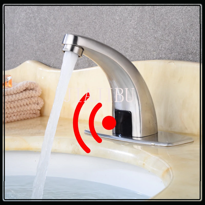 

Brushed Bathroom Sensor Faucet Smart Sink Infrared Mixer Stainless Steel Kitchen Touchless Faucet High-tech Basin Tap Vanity Tap