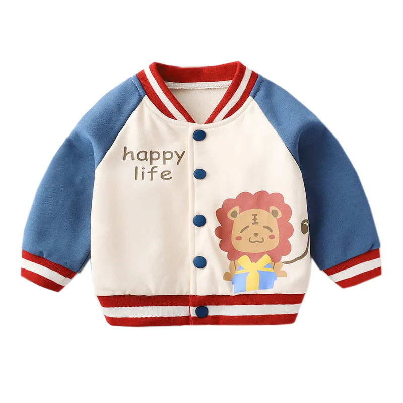 Ins Babys Girl Jacket Spring Autumn Toddler Infant Girls Outerwear Coat Cotton Lion Letter Spliced Newborn Boys Baseball Uniform