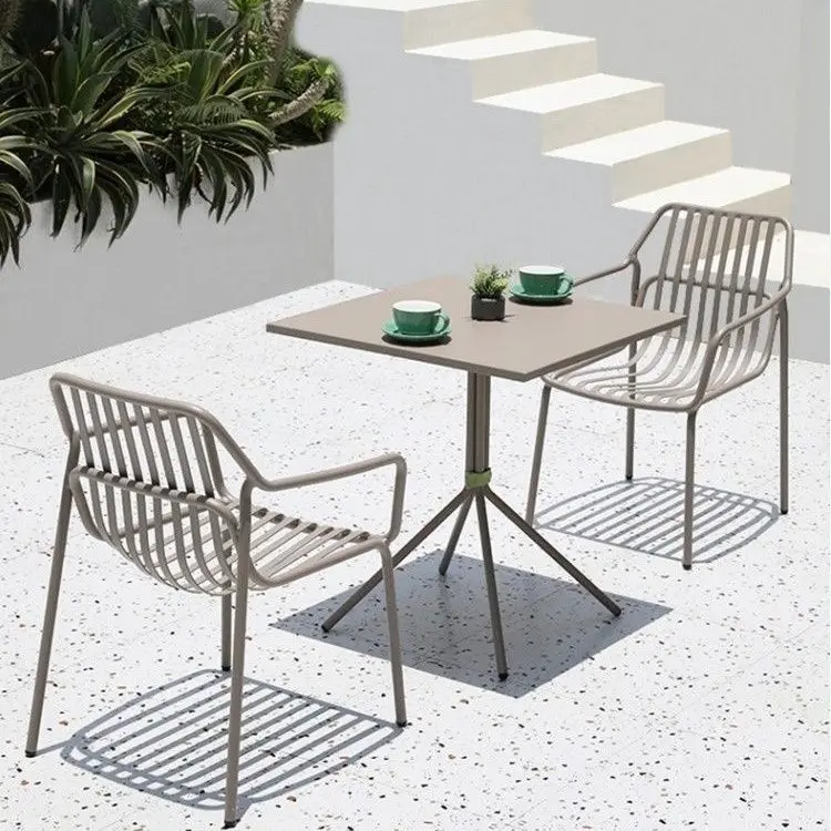 Viral Outdoor Table Chair Set Milk Tea Shop Cafe Patio Setup Waterproof UV Resistant Open-Air Balcony Garden Courtyard Leisure