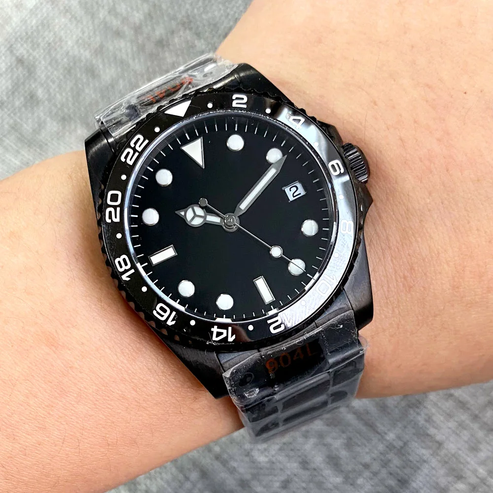 

Nologo 36mm SUB Automatic Watch Men NH35 PT5000 24 Hours Ceramic Insert Sapphire Glass No Cyclop 904L Bracelet Steel Reloj