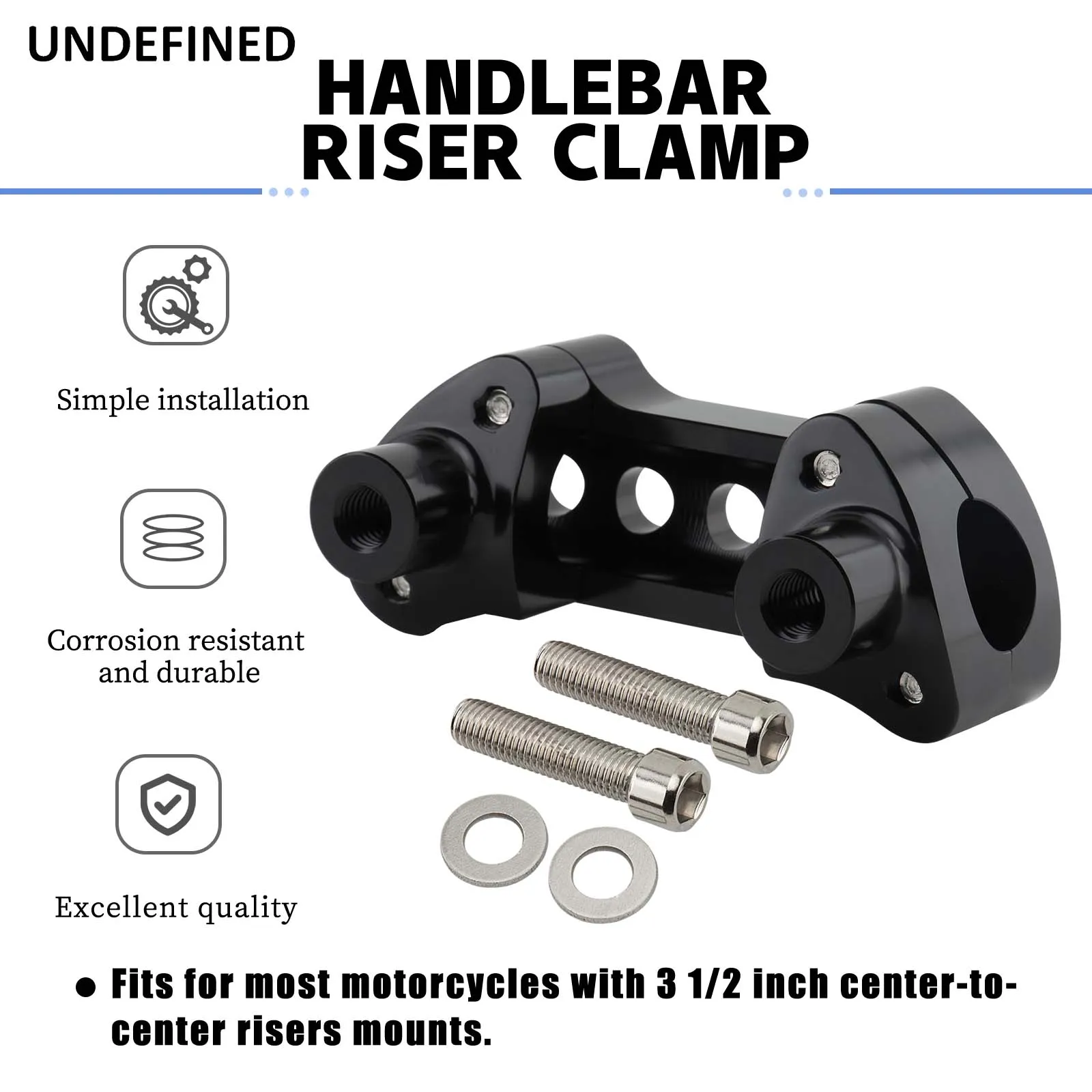 thumbnail image 2 of 1" 25MM Motorcycle Handlebar Riser Clamp, 38mm Height Provide Suitable Seating Position For You, Handlebar Riser Compatible With Dyna, Shadow, Sportster, VTX, Vulcan, Bonneville, V-Star - Black 2 of 12