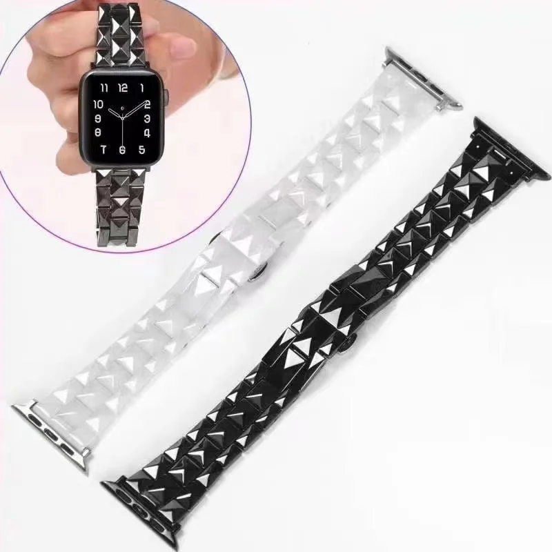 Ceramic Strap for Apple watch Ultra 8 7 6 5 4 SE band 45mm 44mm 41mm 40mm Men/Women metal bracelet strap for iwatch 3 42mm 38mm