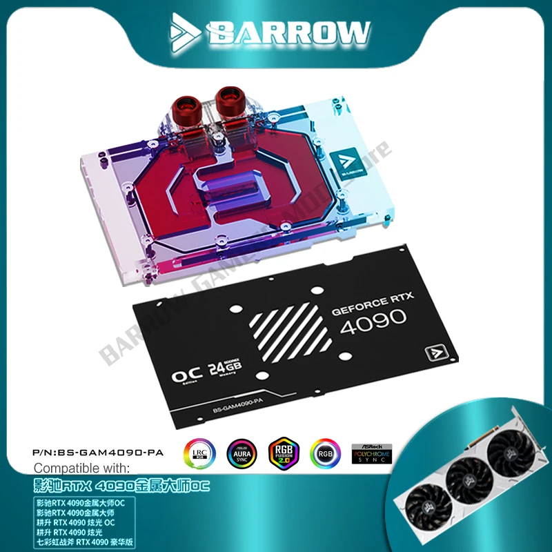 Barrow 4090 Water Block For Galax / Gainward RTX 4090 VGA Watercooler  Black/White Backplate 5V ARGB SYNCBS-GAM4090-PA - AliExpress