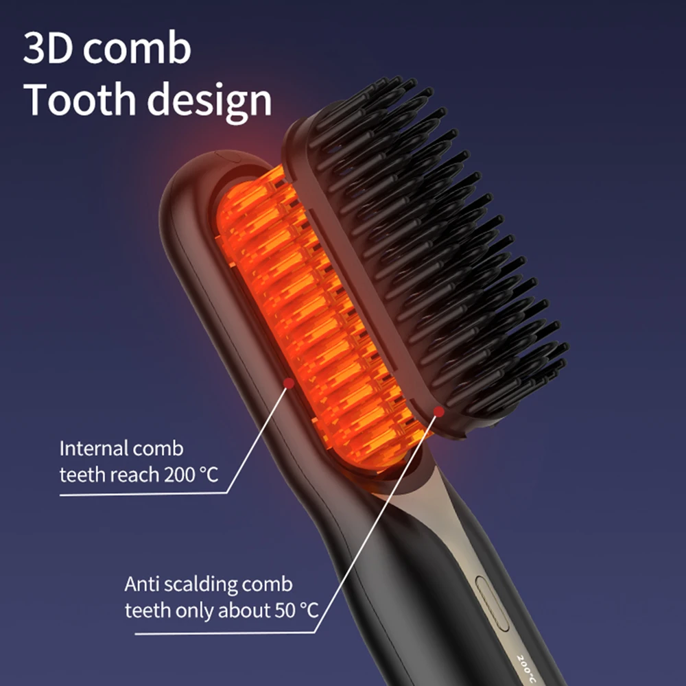 Portable Wireless Hair Straightener Professional Quick Heated Electric Comb Personal Care Multifunctional Hairstyle Brush Salon 3