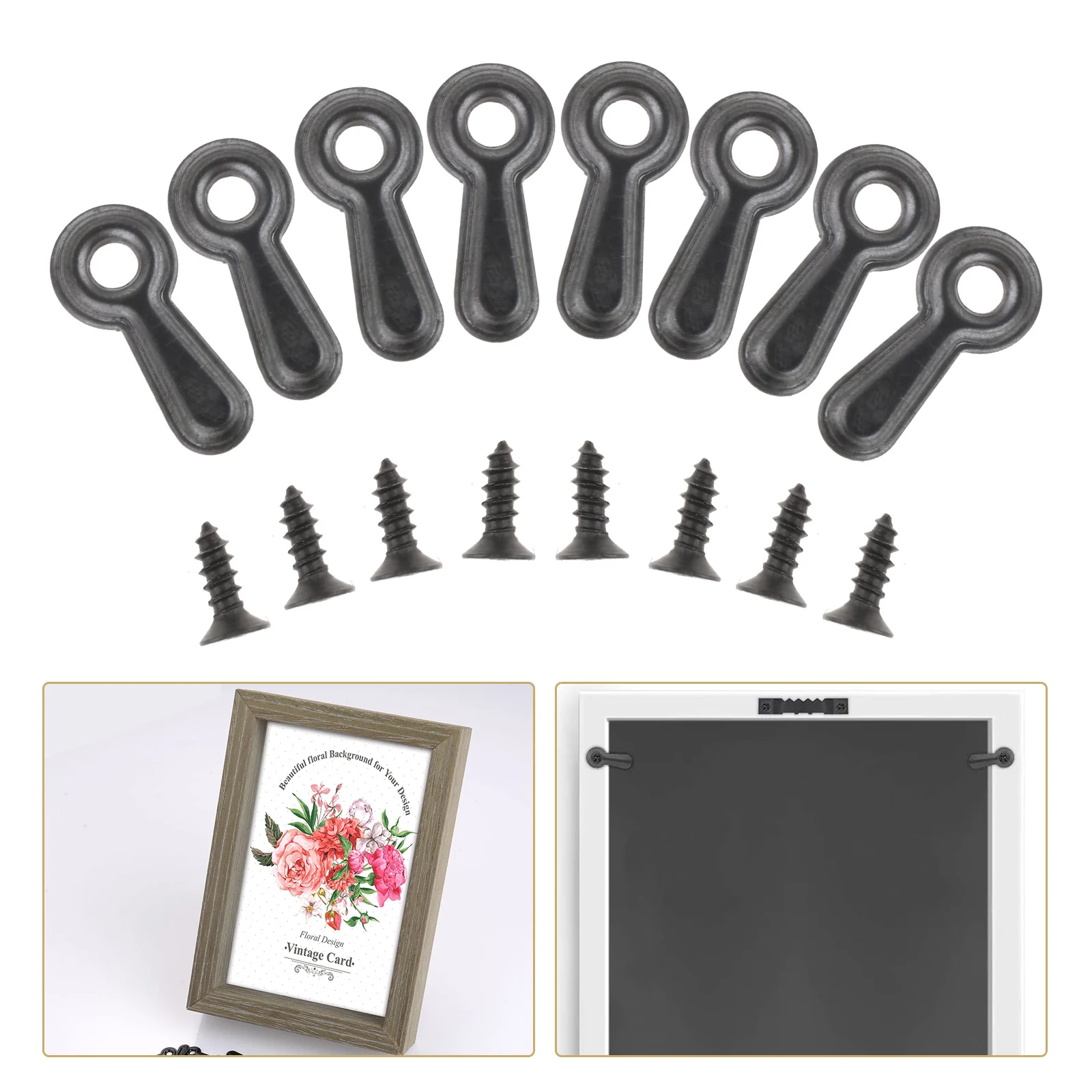 Picture frame hangers hanging hooks 100 pcs Metal Pump Picture Mirror Scrapbook Photo Frame Hooks Backboard Turnbutton Turn Button for Hanging Pictures Photos Black