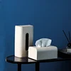 Rectangle Leather Tissue Box Creative Woven Grid Imitation Leather Extractable Tissue Box Home Bedroom Living Room Decoration 4