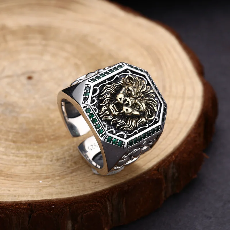 NEW S925 Sterling Silver Ring Vintage Trendy Personalized Square