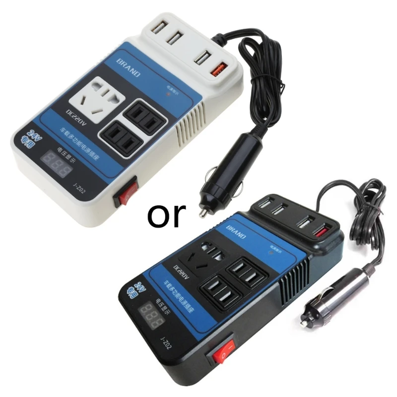 

Power Inverter DC12V 24V To DC110V 220V Outlet Phone Charging Converter