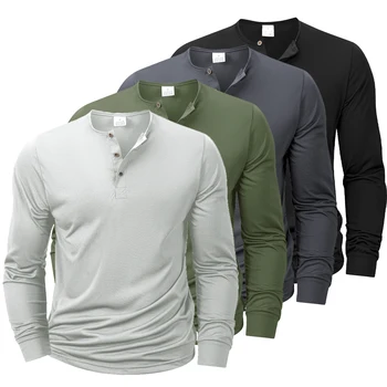 Men's Long Sleeve Henley T-Shirt 1