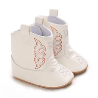 0-18Months New Leather Rubber bottom anti sli Boots Fashionable and Casual Infant Toddler Mid length Boots Embroidered  Boots 2