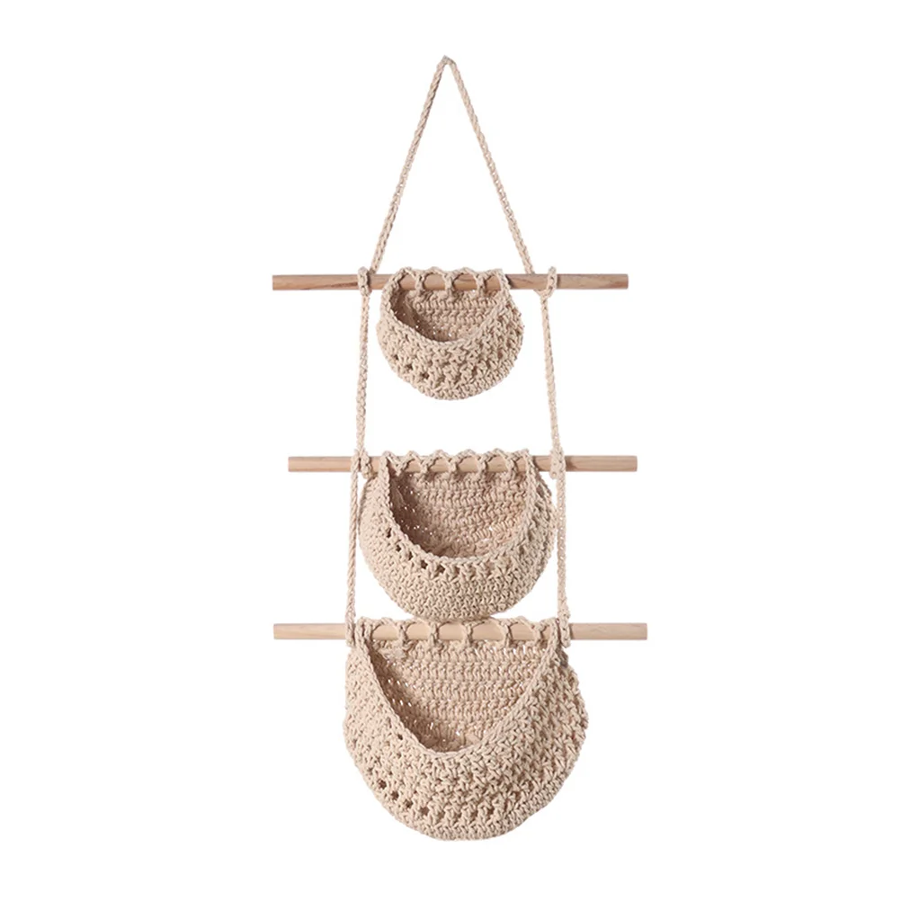 

Fruit Hanging Basket Organizer Storage of Kitchen Cabinet Woven Convenient Hammock Organizing Baskets