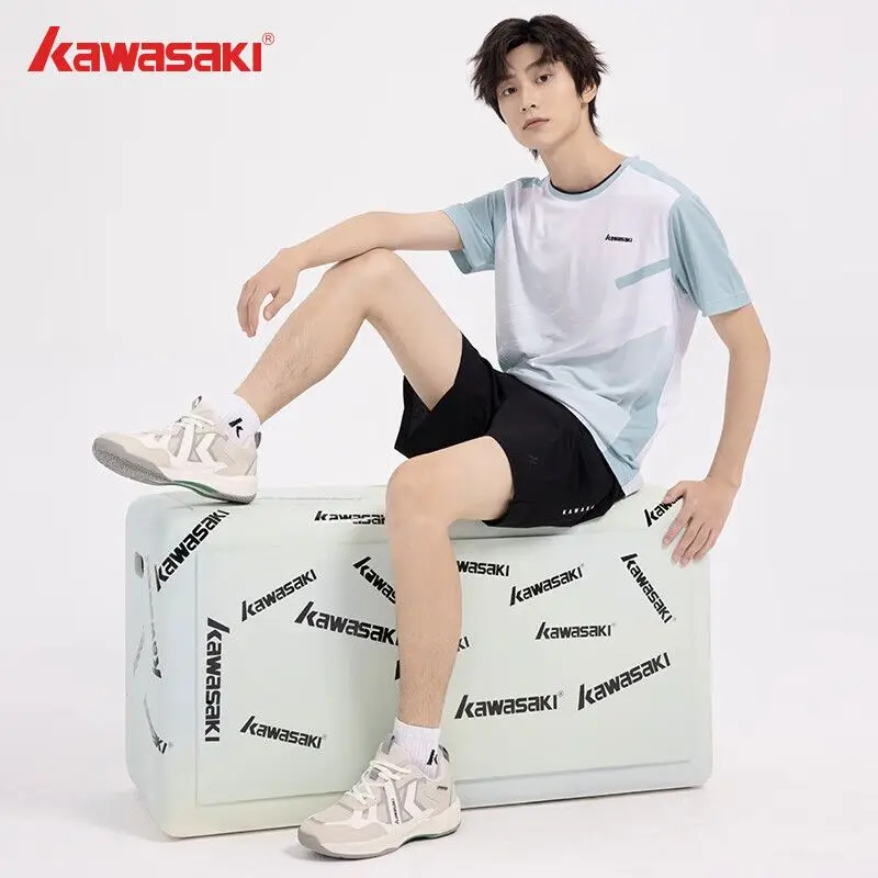 Kawasaki Badminton Clothing 24 New B1973 Team Competition Male and Female Couple Short Sleeve T-shirt