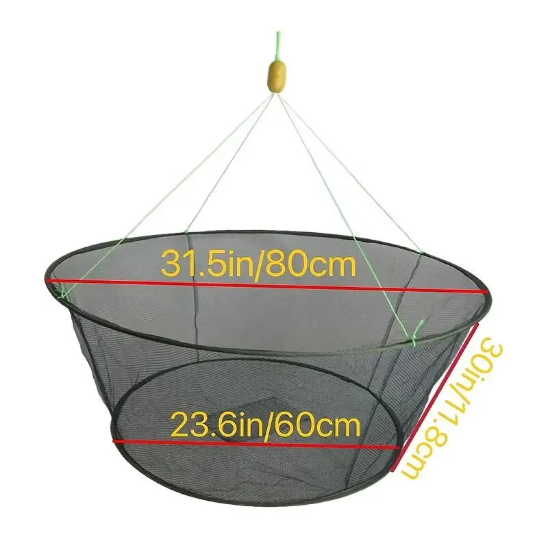 Fishing Net 80CM Loose Mouth Folding Drop Fishing Net Shrimp Catcher Tank Casting Network Fish Eels Trap Cage Prawn Bait Crab Netting
