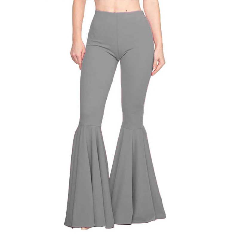 여성 하이 웨이스트 스키니 플레어 바지 슬림 피트 스트레치 바지 요가 플레어 바지 streetwear lady bodycon 섹시한 벨 바닥 스타킹