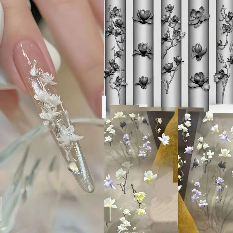 3D 목련 꽃 네일 몰드 DIY 실리콘 네일 도구 꽃잎 네일 디자인 몰드 네일 아트 조각 템플릿 매니큐어 디자인