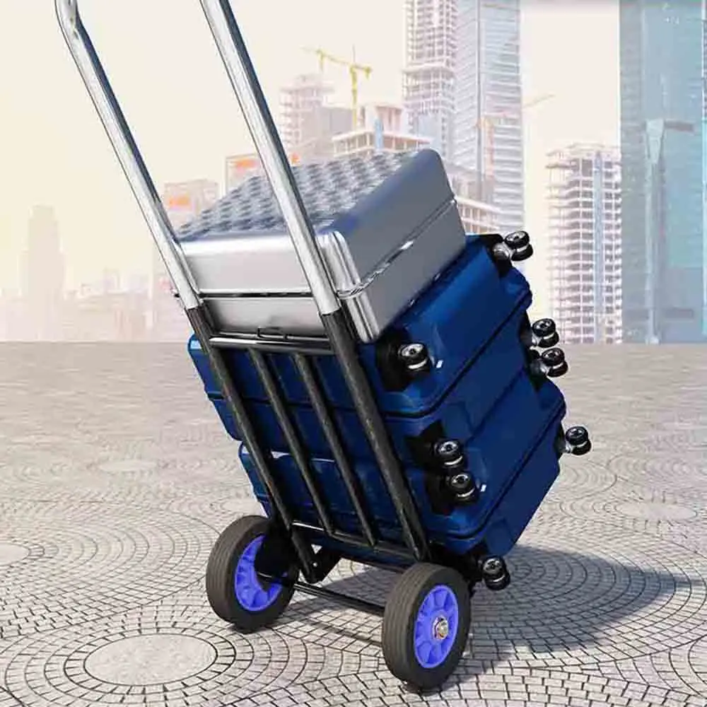 Portable Hand Cart Folding Hand Truck Portable Shopping Trolley Outdoor Climb Stairs Luggage Trailer Adjustable Cart Heavy Duty Foldable Hand Sack