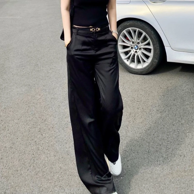 avouavou ★韓国ドラマ協賛★SILK HIGH WAIST WIDE PANTS 4色 GRUNGE VELVET TUCK PANTS(S Gray): Vintage 1.1｜THE SHOP