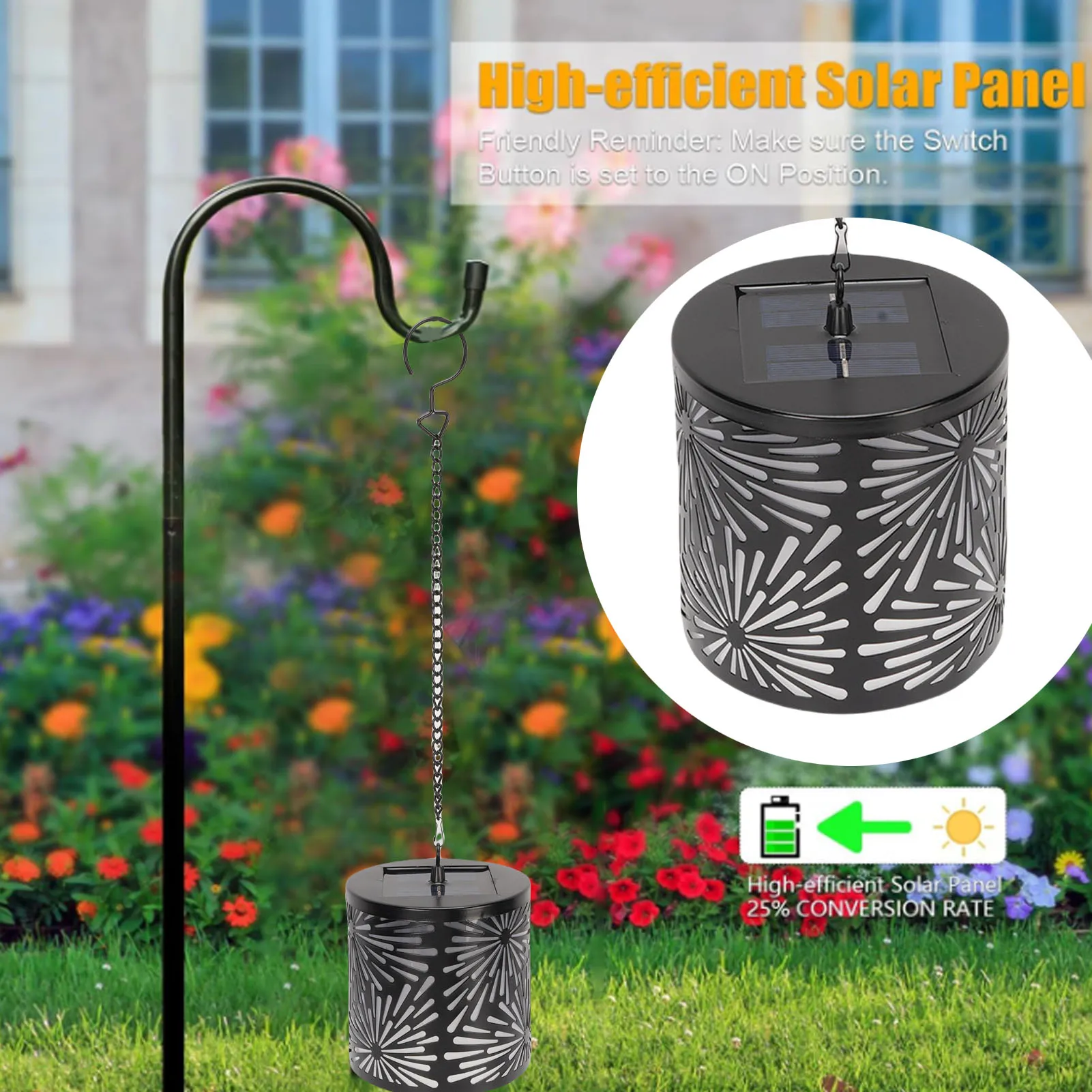 Solar Lamp Solar Lantern with Flash Mode Rain Proof 3D Light Effect Retro Solar Lamp for Outdoor Terrace Garden Decoration