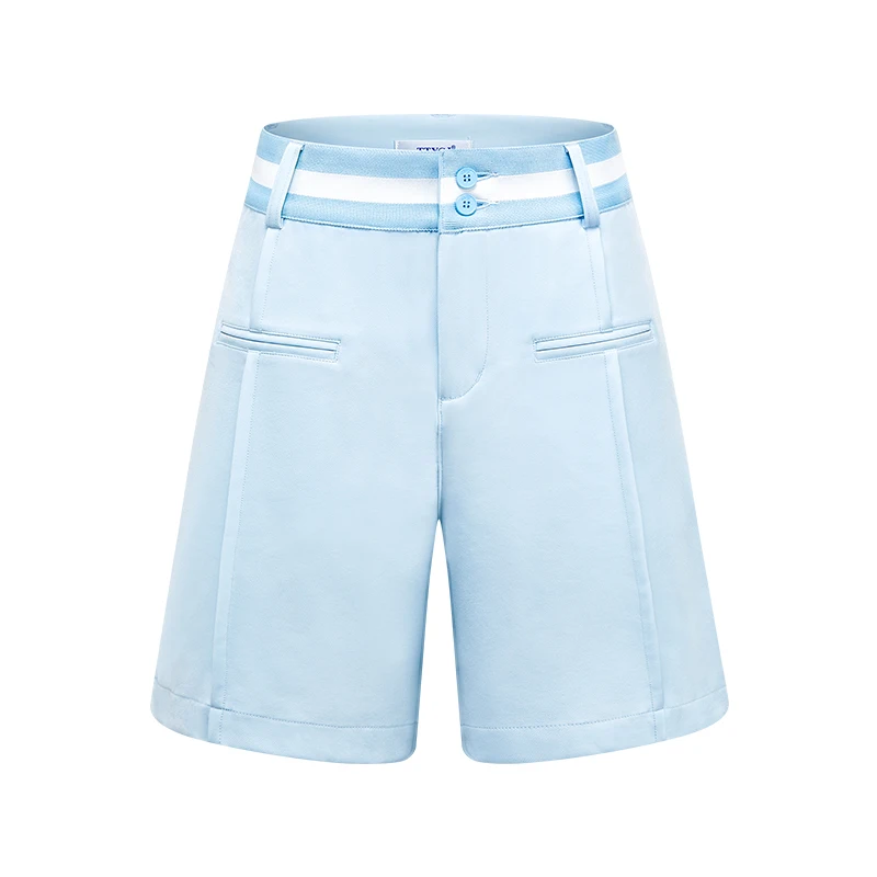 Fashion Lady Sports Shorts Casual High Waist Straight Wide Leg Five-Point Pants Breathable and Comfortable Clothes Apparel