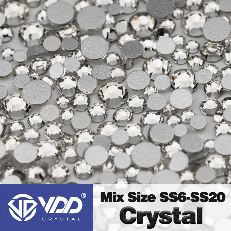 VDD Wholesale Mix Size SS6-SS20 High Quality Glass Rhinestones Crystal Flatback Glitter Stones Nail Art DIY Crafts Decorations