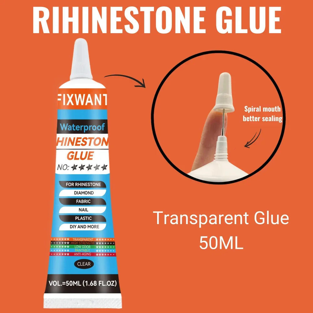 FIXWANT 50ml Transparent Rhinestones Glue for Diamond Jewelry, Crafts, Fabric, and More 4