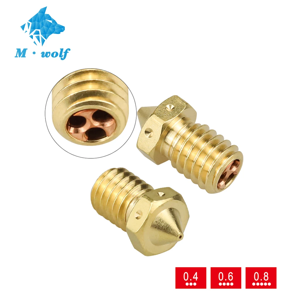 

3D Printer Nozzle for 1.75mm Filament E3DV6 Clone-CHT Tip Nozzles Brass Copper Print Head 0.4mm 0.6mm 0.8mm High Flow