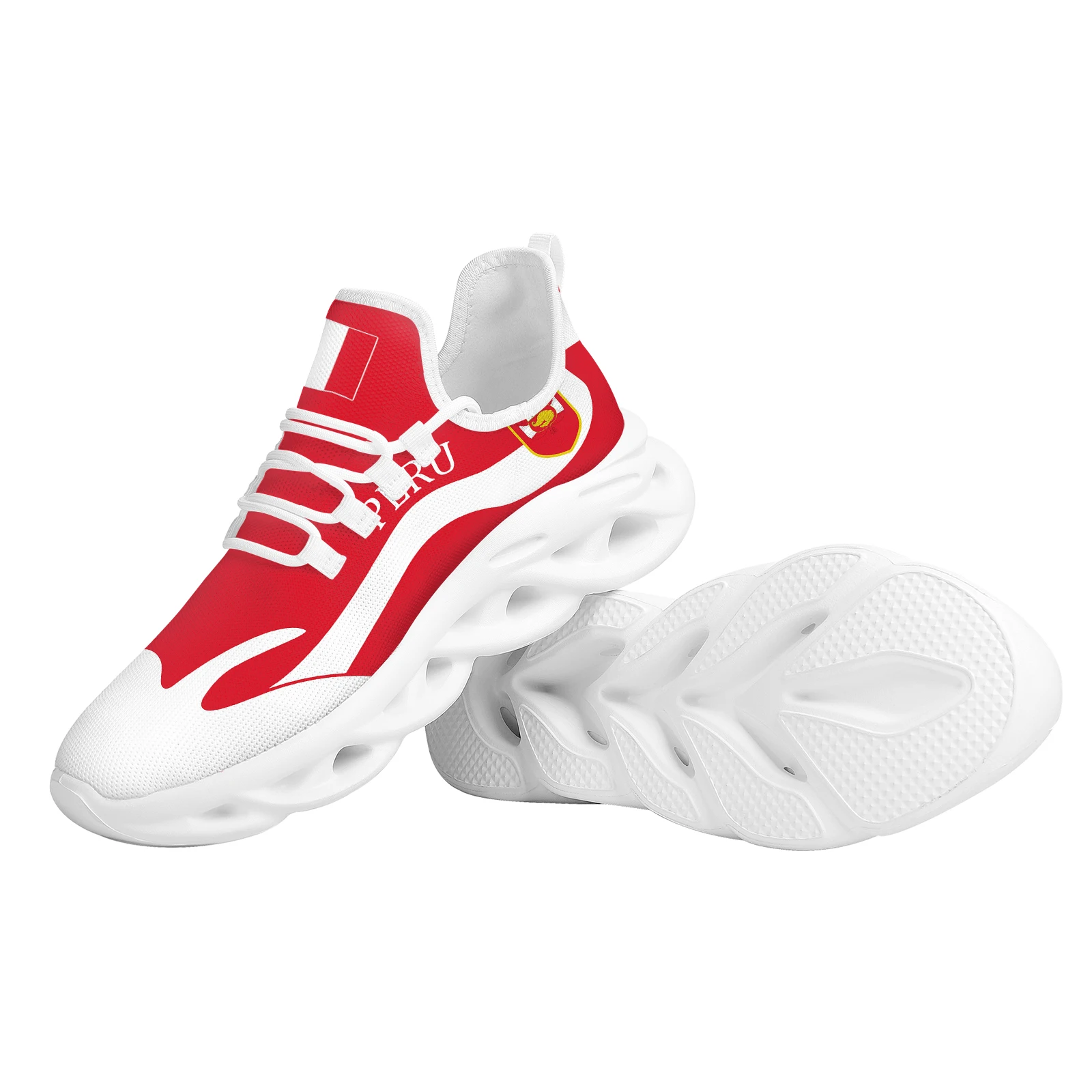 Peru Flag Printing Comfortable Flat Shoes Lightweight Non-slip Outdoor Sneakers High Quality Street Trend Mesh Running Shoes