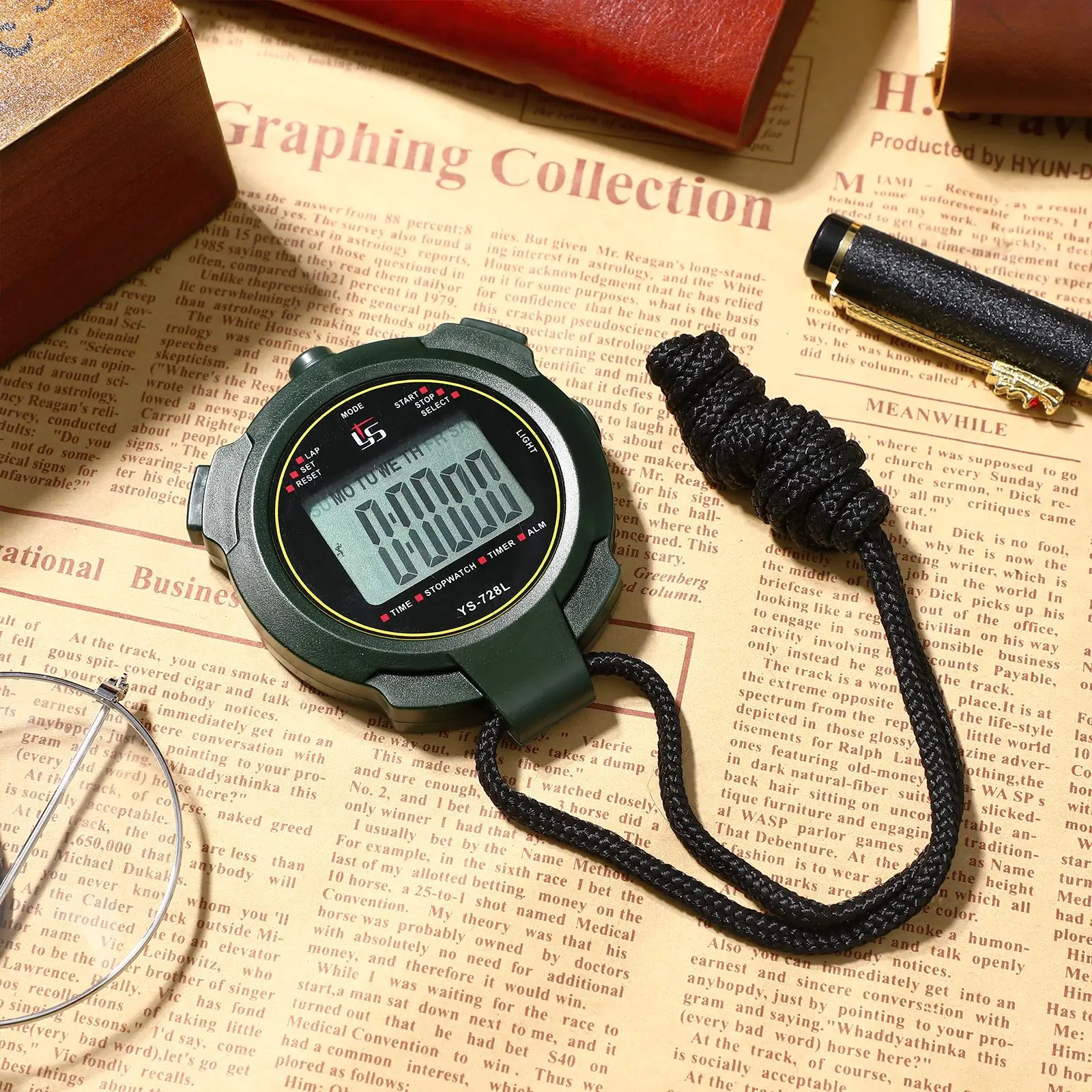 Professional Training Stopwatch Digital Handheld LCD Timer Sports Counter with Strap for Swimming Running Football Training