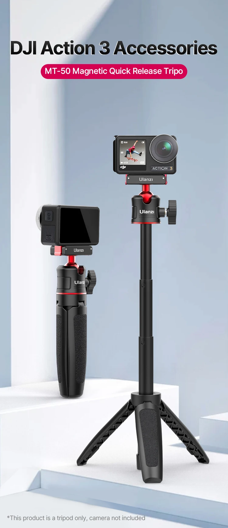 Description Picture 5 of itemUlanzi MT-50 Magnetic Tripod for Dji Osmo Action 5 4 3 Adjustable Underwater Selfie Stick Stand Mount Action Camera Accessories