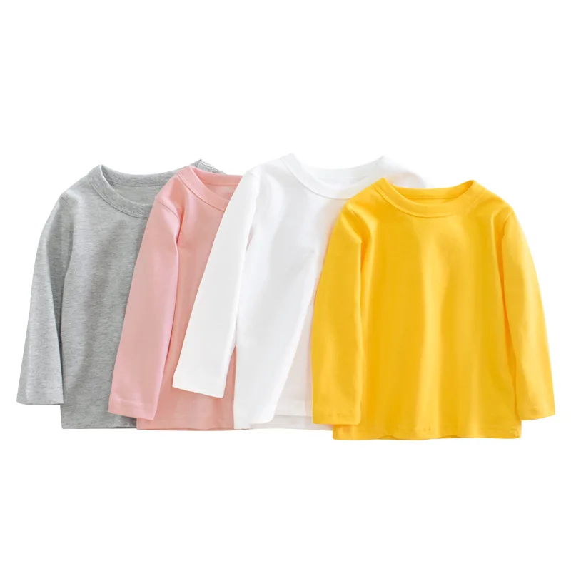 

Spring And Autumn 2024 Boys Cotton Long Sleeve Solid Color Advertising Shirt Children's Casual T-Shirt