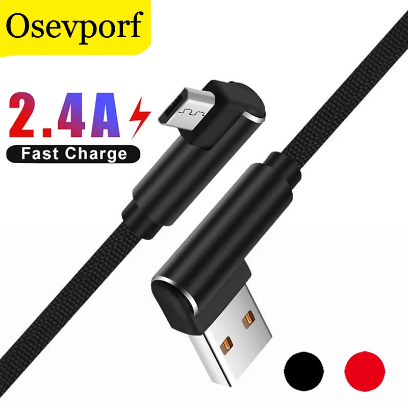 

Micro USB Cable 2.4A Fast Charger USB Cord 90 Degree Elbow Nylon Braided Data Cable for Samsung Sony Xiaomi Huawei Android Phone