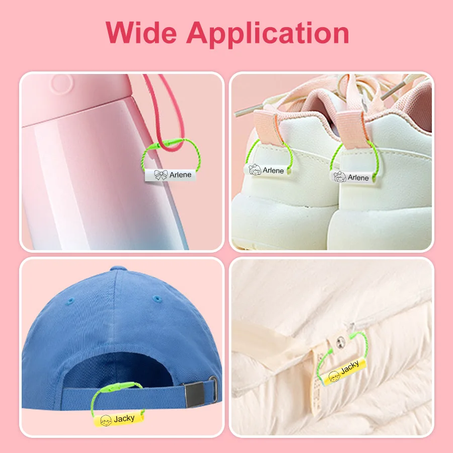 Name Ring Pendant Baby Shoes Schoolbag Cup Clothes Name Stickers Waterproof Hang Tag Rope Baby Circle For Kids name stickers,name sticker,name tag pendant