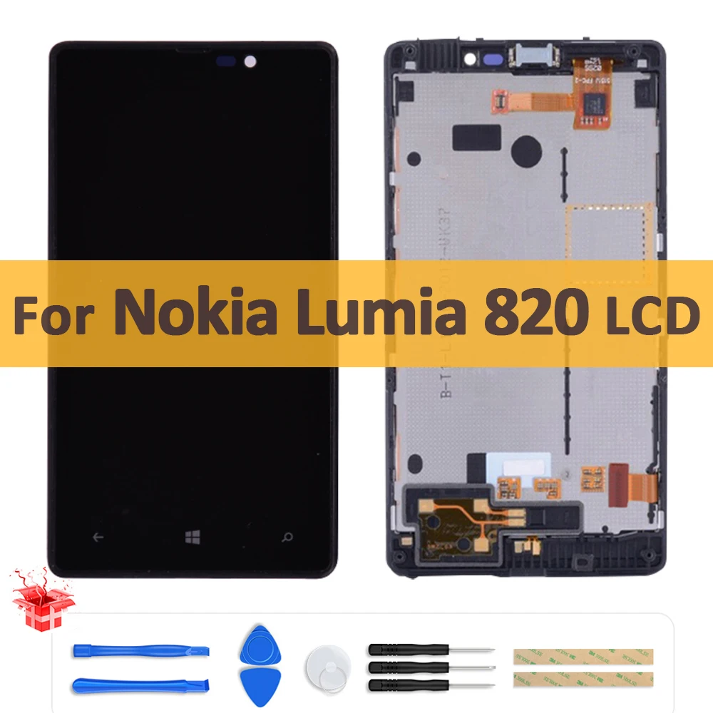 Lcd Originale Da 4.3 "Per Nokia Lumia 820 Display Lcd Touch Screen Digitizer Assembly Repair Con Cornice Per Nokia 820 Lcd Replacemen