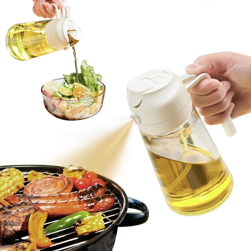 2 in 1 Glass Oil Sprayer & Dispenser Olive Oil Dispenser Bottle Kitchen Salad Olive Spray For Cooking BBQ Spray Bottle oil sprayer glass oil bottle syrup dispenser
