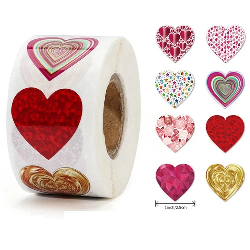 Heart Shape Stickers Valentines Day Wedding Gift Box Bag Decoration Birthday Party