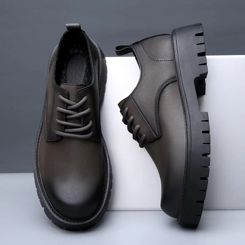 Formal Business Leather Shoes Trend All Match Thick Sole Casual Shoes Wear Resistant Men's Casual Fashion leather shoes