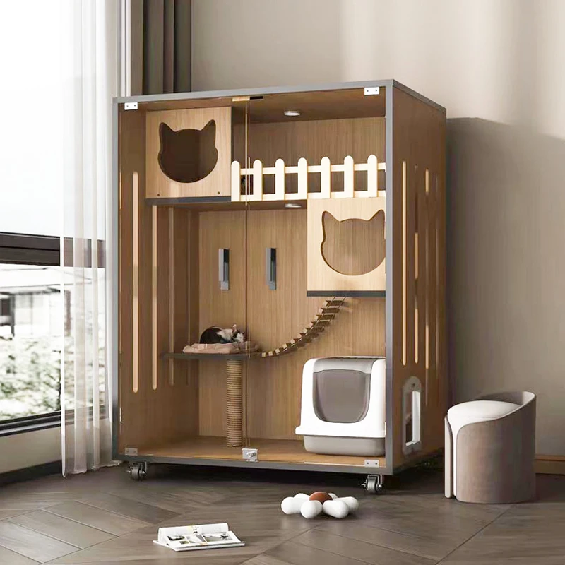 Cat Villa  Cage Winter Super Large Free Space  Cabinet Household Indoor Non Occupying Area Toilet Integrated  Room