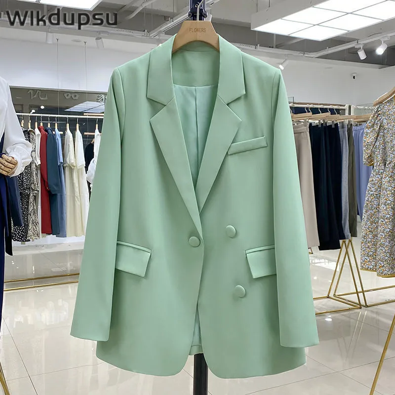 

Женская модель, новая стильная Корейская профессиональная одежда, модный дизайн, зеленая офисная Повседневная Женская куртка